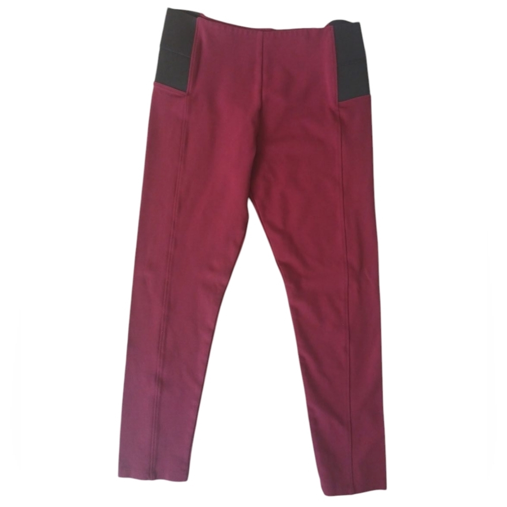 Burgundy Pants with Black Accents